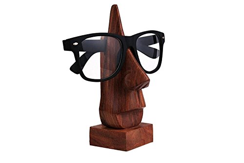 IndiaBigShop Brillenhalter Holz Brillen Spec Ständer Halter mit Nase Form Design Display Stand Home Decor von IndiaBigShop