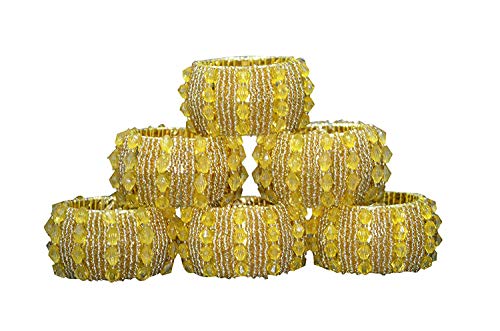 Serviettenringe mit indischem Akzent, handgefertigt, 6 Stück gelb von Indian Accent