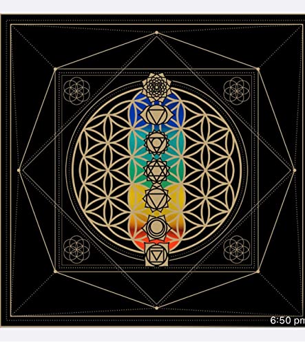 INDIAN CONSIGNERS 7 Chakra Alter Tuch Hexa Altar Abdeckung Tarot Spread Hexerei (60 x 60 cm) von Indian Consigners