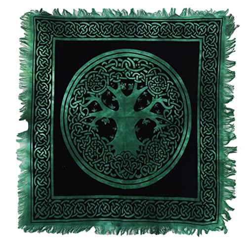 INDIAN CONSIGNERS Grüner keltischer Baum des Lebens Altar Tuch Hexerei Hexerei Tischdecke Ändern Heilig Tischtuch Spirituell Buchstabieren 18" (Grüner keltischer Baum) von Indian Consigners