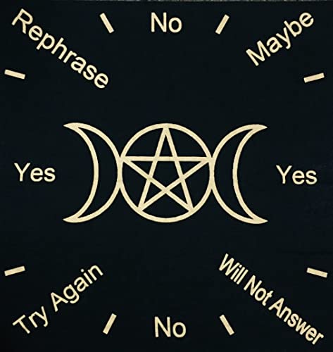 Indian Consigners Triple Moon Pentagram Sprechender Kommunikationszauber Altar Tuch Hexerei Hexerei Tischdecke Ändern Heilig Tischtuch Spirituell Buchstabieren 18"(Gold Ja-Nein) von Indian Consigners