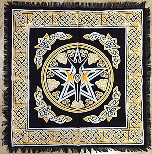 INDIAN CONSIGNERS Pentagramm der dreifachen Mondgöttin Altar Tuch Hexerei Hexerei Tischdecke Ändern Heilig Tischtuch Spirituell Buchstabieren18(Gelb Triple Moon Goddess) von Indian Consigners