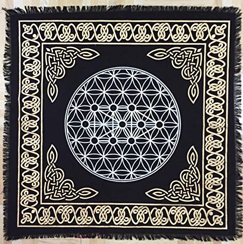 Indian Consigners Geometrische Geometrie Altar Tuch Hexerei Hexerei Tischdecke Ändern Heilig Tischtuch Spirituell Buchstabieren 18" (Geometrisches Gold Silber) von Indian Consigners