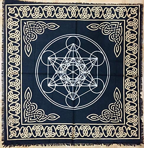 Indian Consigners Hexagonale Metatron Geometrische Geometrie Altar Tuch Hexerei Hexerei Tischdecke Ändern Heilig Tischtuch Spirituell Buchstabieren 24" (Sechseck Metatron Gold Silber) von Indian Consigners