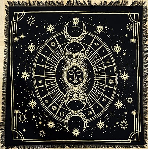 Indian Consigners Moon Phases Altar Cloth Celestical Tarot Deck Alter Square Wall Hanging Tablecloth Sacred Place Home Décor Moon Faces von Indian Consigners