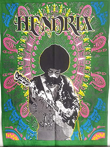 ICC Jimi Hendrix Guitar Poster 30 x 40 cm Dekoration Jimmie Hendrix Classic Rock Legend Musik Bohemian Psychedelic Hippie Tapisserie (grün) von INDIAN CRAFT CASTLE