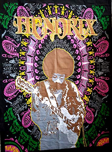 ICC Jimi Hendrix Guitar Poster 30 x 40 cm Dekoration Jimmie Hendrix Classic Rock Legend Musik Bohemian Psychedelic Hippie Tapisserie (schwarz) von INDIAN CRAFT CASTLE
