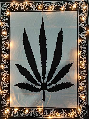 ICC Unkraut Tapisserie Marihuana Wandbehang Blatt Poster Cannabis Hippie Dekor Collage Wohnheim Trippy Bohemian Art Psychedelischer Hippie Rasta Ganja Günstige Wandteppiche 30x40 Zoll von INDIAN CRAFT CASTLE