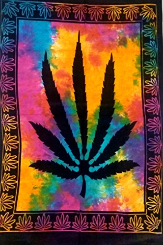 ICC Unkraut Tapisserie Marihuana Wandbehang Blatt Poster Cannabis Hippie Dekor Collage Wohnheim Trippy Bohemian Art Psychedelischer Hippie Rasta Ganja Günstige Wandteppiche 30x40 Zoll von INDIAN CRAFT CASTLE