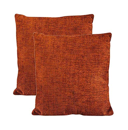 Indian Fashion Hut Solider quadratischer Kissenbezug aus Jute, für Zuhause, Sofa, Dekoration, Rost-Orange von Indian Fashion Hut