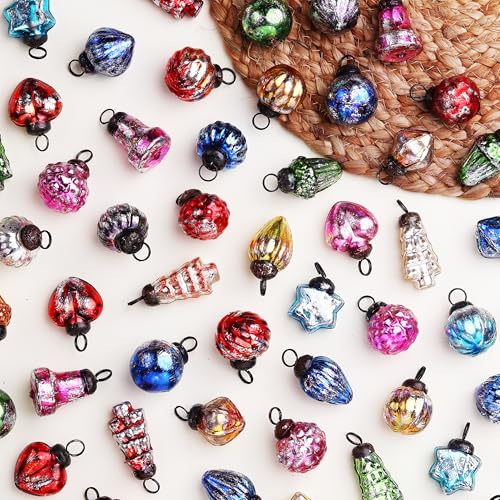 25 Stück Vintage Antik Glas Weihnachten Ornamente Mini Kugeln Retro für Weihnachtsbaum Halloween Neujahr Valentinstag Urlaub Veranstaltungen und Hochzeitsfeier Dekorationen von Indian Shelf