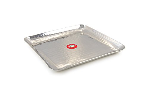 Indian-Tiffin Tablett, Edelstahl, quadratisch, gehämmert, mittelgroß Indian-Tiffin Tablett, Edelstahl, quadratisch, gehämmert, mittelgroß von Indian-Tiffin