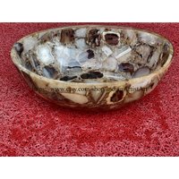 16 "Durchmesser Achat Waschbecken/stein Natürlicher Für Küche Und Bad Botswana Basin von IndianArtistArt