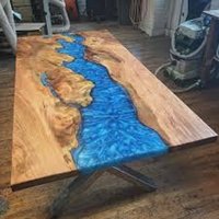 Epoxidharz Tischplatte Aus Holz/Blauer Fluss Großer Rechteckiger Tisch Holztischplatte Für Gartendekoration Luxus Top von IndianArtistArt