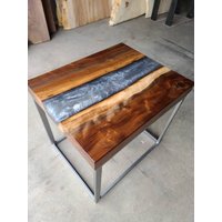 Epoxidharz Tischplatte Aus Holz/Grauer Fluss Großer Rechteckiger Holztisch Holztischplatte Für Gartendeko von IndianArtistArt