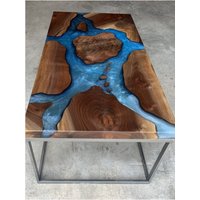 Epoxidharz-Tischplatte Aus Akazienholz Flussdesign, Leuchtende Pigmente von IndianArtistArt