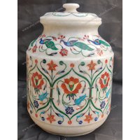 Glas Aus Weißem Marmor/Küchenglas Inlay Urne Keks Behälter Taj Mahal Marmortopf Geschenk Für Sie Weihnachtsgeschenkidee von IndianArtistArt