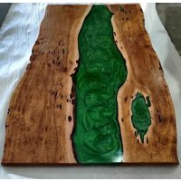 Grüner Fluss Tischplatte in Epoxidharz/Esstischplatte Aus Holz Handgefertigt Indien Luxuriöse Grüner Epoxidfarbe Tisch Für Zuhause von IndianArtistArt