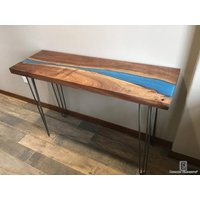 Konsolentischplatte Mit Ständer/Holz Epoxy Konsole Tischplatte Holztischplatte, Handgefertigte Holzmöbel von IndianArtistArt