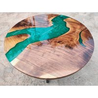 Runde Epoxidharz Tischplatte/Grüne Epoxy Für Wohnkultur Farbe Tisch Geschenk Resin Im Grünen Fluss Design Büro von IndianArtistArt