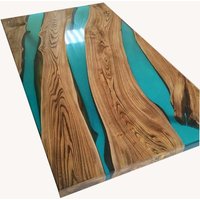 Handgemachte Akazien Holz Epoxy Tischplatte Individueller Fluss Tisch von IndianArtistArt