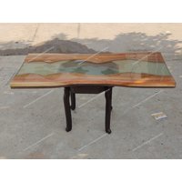 Transluzenter Epoxidharz Tischplatte/Epoxy Tisch Aus Akazienholz Handgemachte in Durchscheinendem Harz von IndianArtistArt