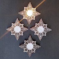 Festliches 4Er Set Teelichthalter Schneeflocke Design Handgefertigt Aus Holz. L 10 cm X B Ht 2, 5 cm, Kerzenhalter Holz, Rustikales Dekor Festliches 4Er Set Teelichthalter Schneeflocke Design Handgefertigt Aus Holz. L 10 cm X B Ht 2, 5 cm, Kerzenhalter Holz, Rustikales Dekor von IndianCollective