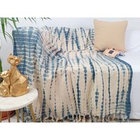 Handgemachte Tie Dye Shibori Überwurf | Handgewebtes Baumwollgewebe Quaste Sofa Wirft Dekorativer Baumwollüberwurf Für Bettdekor von IndianCraftMall