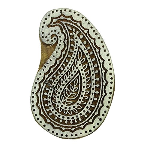 Indianbeautifulart Paisley Design Stempel Dekorblock Holz Textil Briefmarken Holz Druckstock von Indianbeautifulart