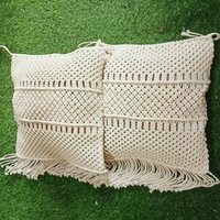 2Er Set Makramee Boho Gestrickte Kissenhülle, Handgemachte Baumwolle Deko Kissenbezug von Indiancraft1