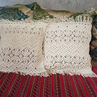 2Er Set Makramee Boho Gestrickte Kissenhülle, Handgemachte Baumwolle Deko Kissenbezug von Indiancraft1