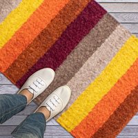 Handgewebte Sisal Fußmatte Bunter Boho Eingangsteppich, Herbstfarben von IndieArtHome