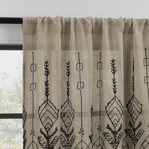 Indigo Road by Egypt Sherrod Palo Global Stickerei-Vorhang, halbdurchsichtig, Taupe, 127 x 213,4 cm (B x L), 1 Vorhang von Indigo Road by Egypt Sherrod