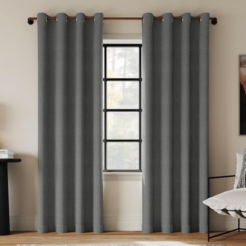 Indigo Road by Egypt Sherrod Sarasi Kontrast-Tweed-Magnetverschluss, 100% Verdunkelung, Ösenvorhang, Kohle, 1 Panel, 127 x 244 cm (B x L) von Indigo Road by Egypt Sherrod
