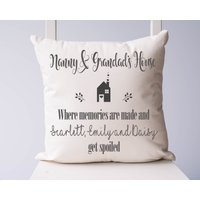 Personalisiertes Nanny-Grandad-Oma-Nanna-Kissen, Personalisiertes Großeltern-Hauskissen, Enkelgeschenk, Weihnachtsgeburtstagsgeschenk von IndigoPig