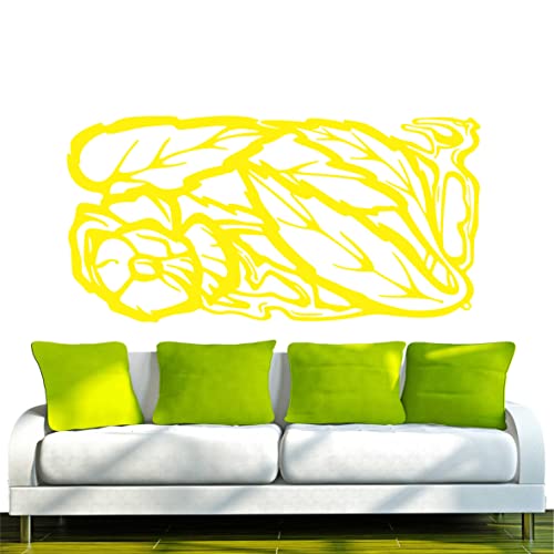 INDIGOS/Wandaufkleber-e141 hübsches natürliches Blätterwerk mit Blümchen, Vinyl, gelb, 240 x 119 x 1 cm von INDIGOS