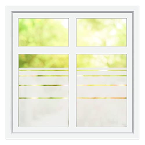 INDIGOS UG Sichtschutzfolie - Fensterfolie - Glasdekorfolie - Dynamische Streifen Silber satiniert Blickdicht - individuelle Größen - selbstklebend von INDIGOS