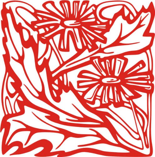 INDIGOS/Wandaufkleber-e68 strahlende Blümchen mit Blättern 80x79 cm- rot, Vinyl, 80 x 79 x 1 cm von INDIGOS