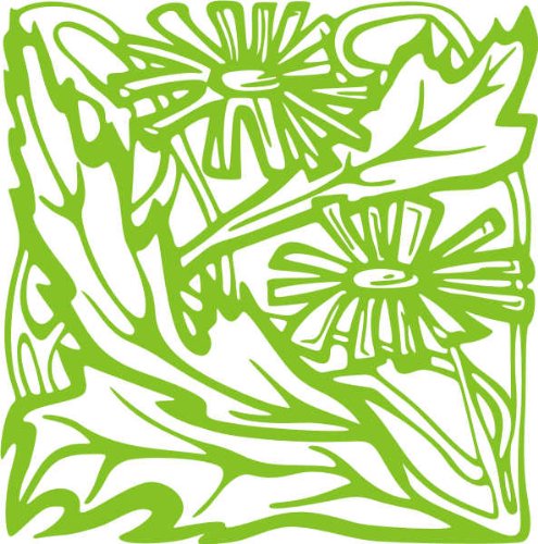 INDIGOS/Wandaufkleber-e68 strahlende Blümchen mit Blättern 120x118 cm-gelbgrün, Vinyl, lindgrün, 120 x 118 x 1 cm von Indigos