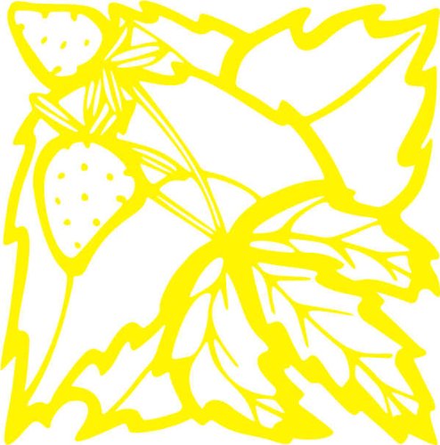 INDIGOS/Wandaufkleber-e54 fruchtige Erdbeeren Blätterwerk Blatt Blüte Blumen Pflanzen Ranke 40x39 cm- gelb, Vinyl, 40 x 39 x 1 cm von Indigos