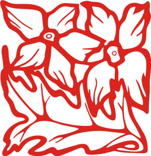 Indigos Wandaufkleber-e81 wunderschön strahlende Blümchen mit Blättern, Vinyl, rot, 40 x 38 x 1 cm von Indigos