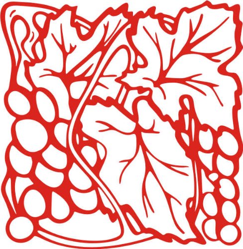 Indigos Wandaufkleber-e93 fruchtige Weintrauben mit Blättern, Vinyl, rot, 120 x 117 x 1 cm von Indigos