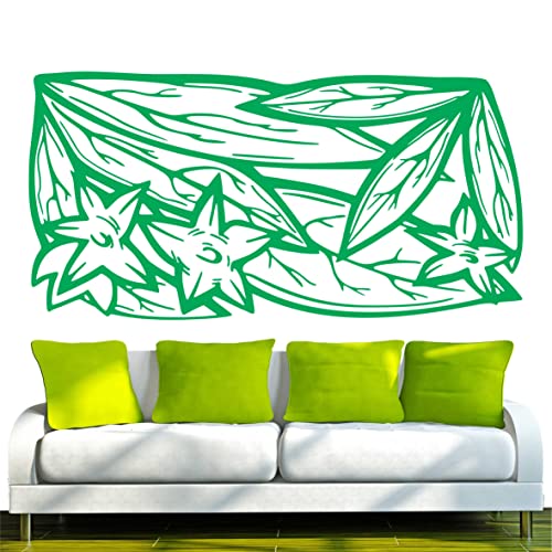 INDIGOS/Wandaufkleber-e136 Blätter mit Sternblümchen, Vinyl, grün, 80 x 40 x 1 cm von INDIGOS