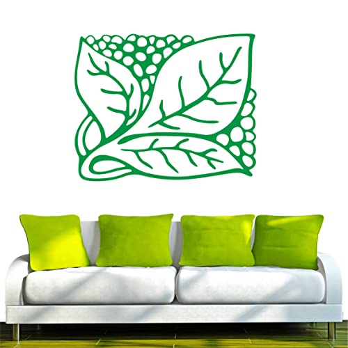 INDIGOS/Wandaufkleber-e153 wunderschöne Blätter mit stylischen Kullern 96x77 cm- grün, Vinyl, 96 x 77 x 1 cm von Indigos