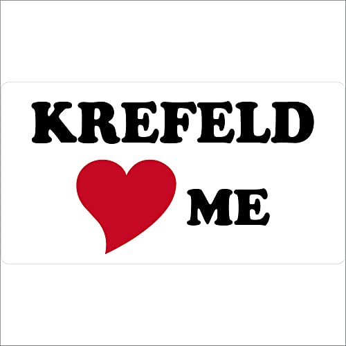 Indigos UG Aufkleber Krefeld Love me 15x8 - Stadt - weiß - Autoaufkleber - Laptop - Freizeit - Sport- Fussball - mit Herz - Herz Aufkleber von Indigos