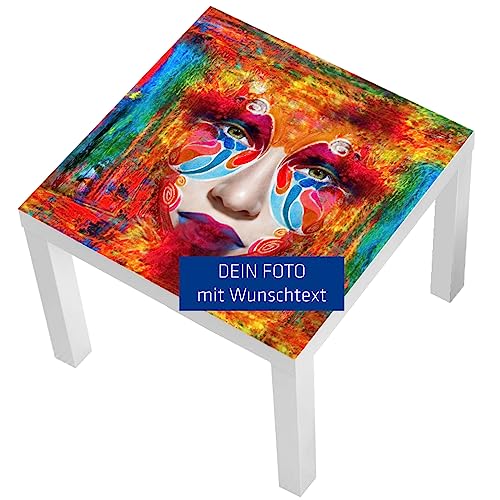 Indigos UG - Tisch Bedruckt - weiß - mit Foto - Bild - 55x55x45 cm - Design - individuell personalisiert - für Wohnzimmer, Schlafzimmer, Kinderzimmer, Beistelltisch von Indigos