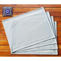 Graue Baumwoll Platzsets Mit Bestickter Bord Borde - 4Er Set von Indigostep