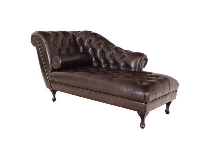 Chaiselongue Chesterfield Delano aus echtem Rindsleder Braun von Indisches-Möbelhaus.de