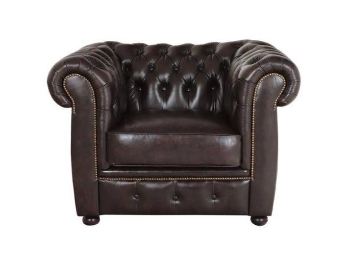 Einsitzer-Sofa Chesterfield Liverpool aus echtem Rindsleder Braun von Indisches-Möbelhaus.de