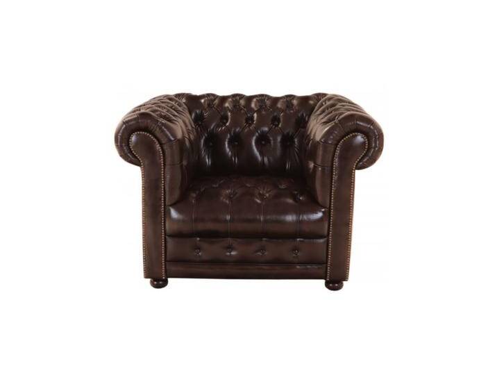 Einsitzer-Sofa Chesterfield Manchester aus echtem Rindsleder Braun von Indisches-Möbelhaus.de
